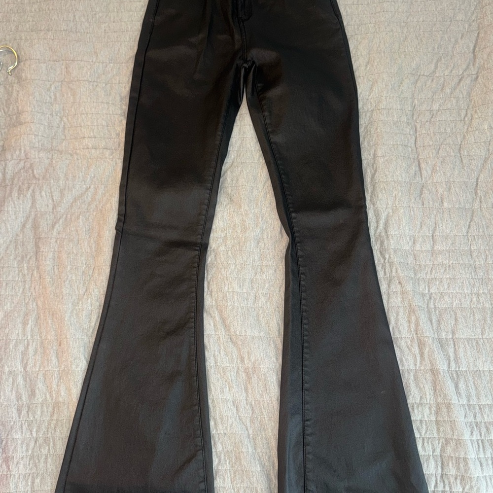 Luna Faux Leather Flare Jeans